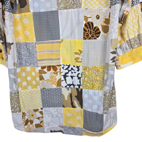 National Picnic Dress Womens Medium Yellow Patchwork 3/4 Sleeve Made in USA - Picture 10 of 11